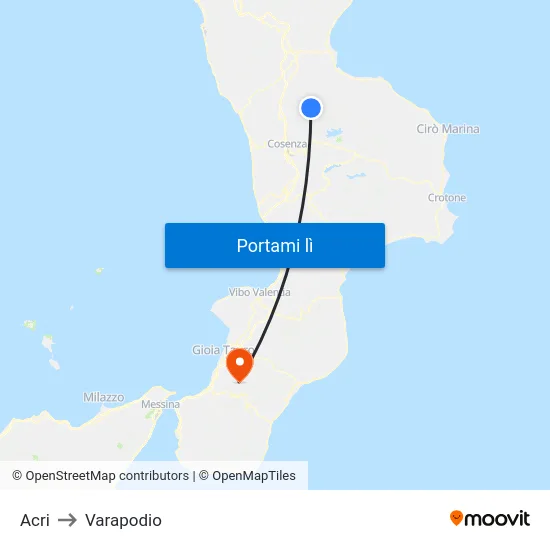 Acri to Varapodio map