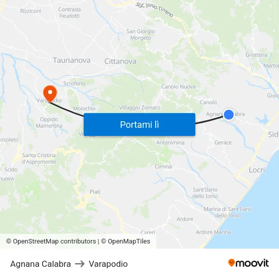 Agnana Calabra to Varapodio map