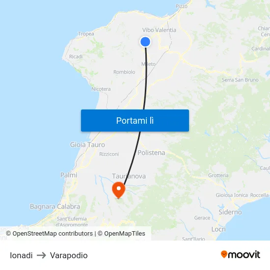 Ionadi to Varapodio map