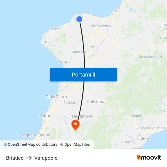 Briatico to Varapodio map