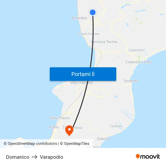 Domanico to Varapodio map