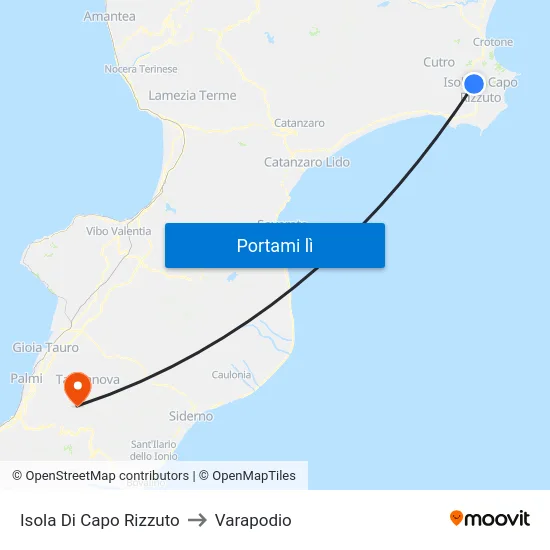 Isola Di Capo Rizzuto to Varapodio map