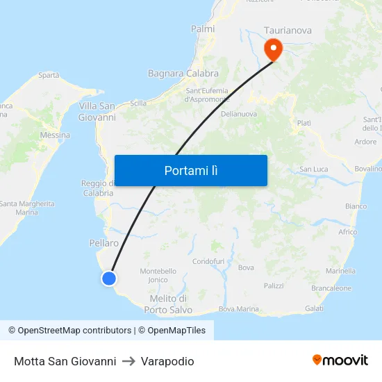 Motta San Giovanni to Varapodio map