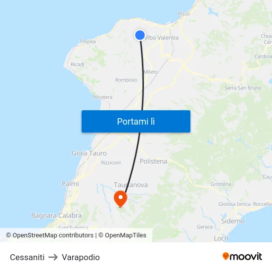 Cessaniti to Varapodio map
