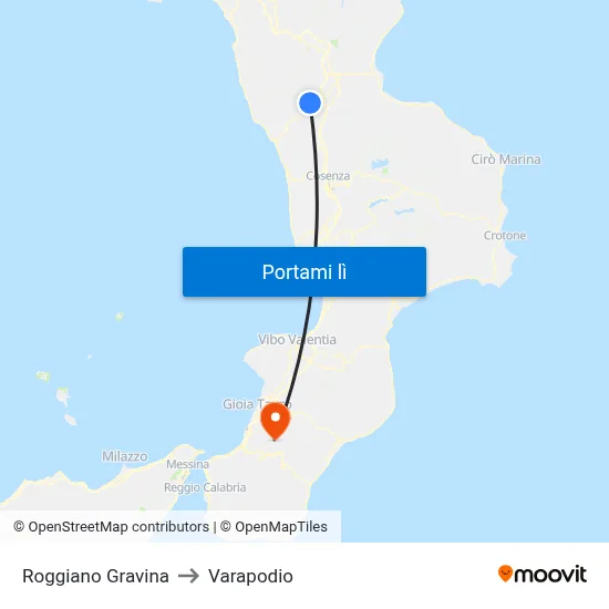 Roggiano Gravina to Varapodio map