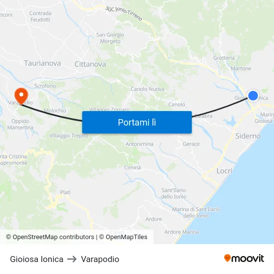 Gioiosa Ionica to Varapodio map