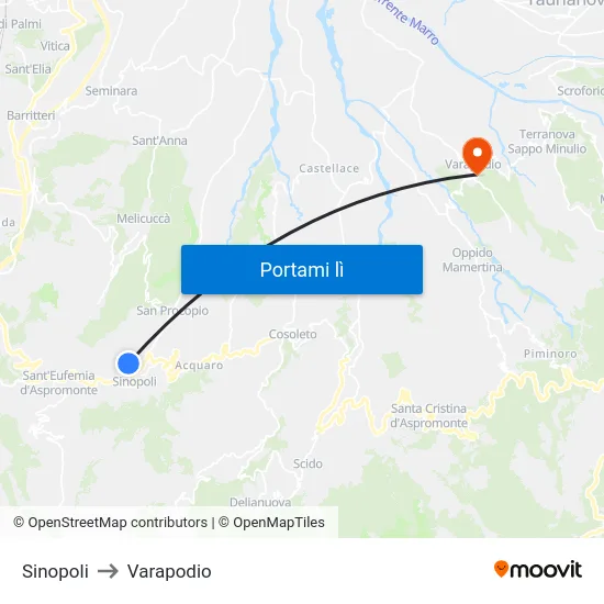 Sinopoli to Varapodio map