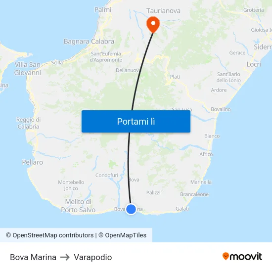 Bova Marina to Varapodio map