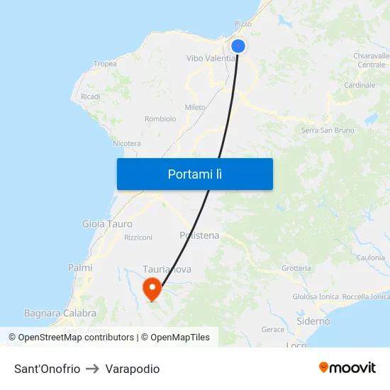 Sant'Onofrio to Varapodio map