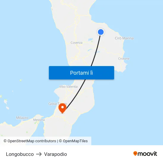 Longobucco to Varapodio map