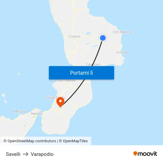 Savelli to Varapodio map