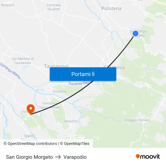 San Giorgio Morgeto to Varapodio map