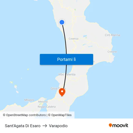 Sant'Agata Di Esaro to Varapodio map