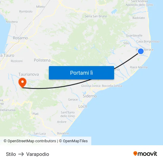 Stilo to Varapodio map