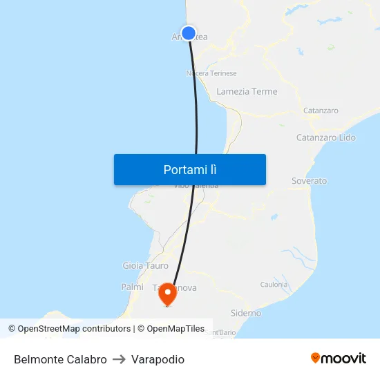 Belmonte Calabro to Varapodio map
