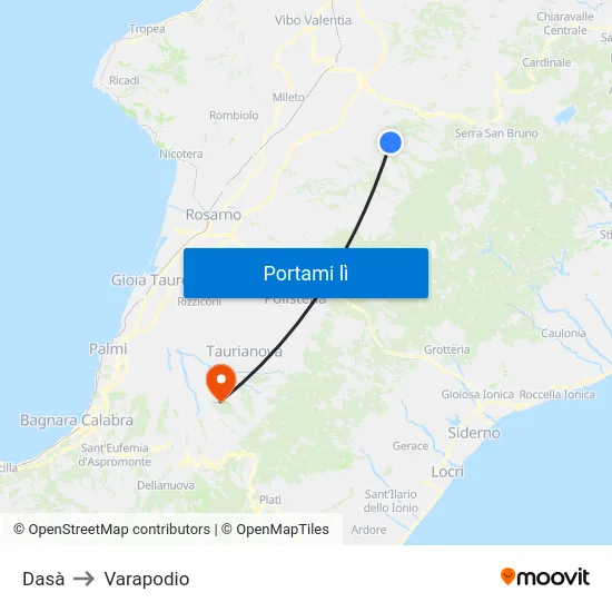 Dasà to Varapodio map