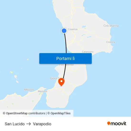 San Lucido to Varapodio map