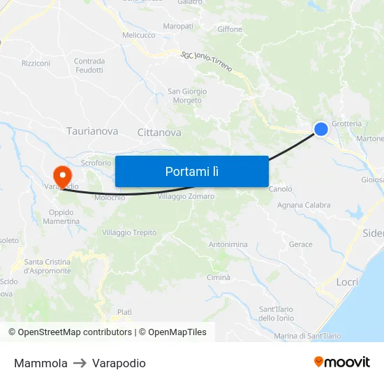 Mammola to Varapodio map