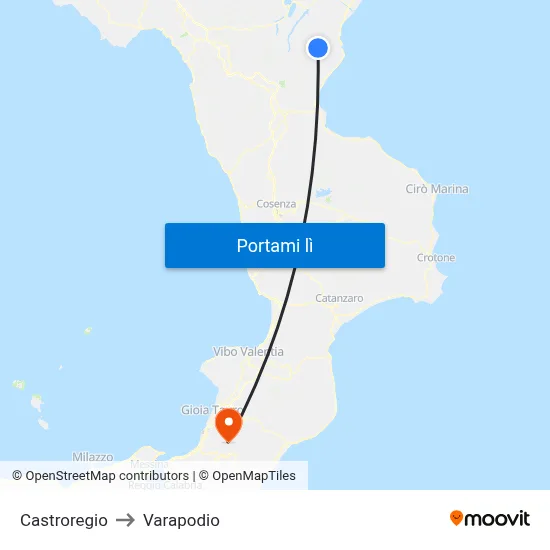 Castroregio to Varapodio map