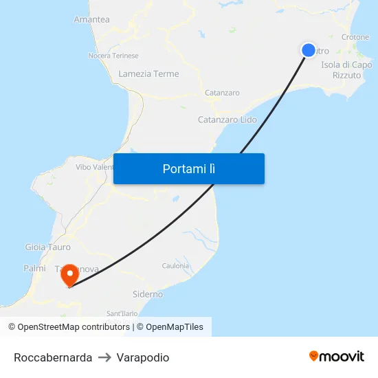 Roccabernarda to Varapodio map