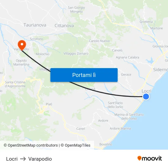 Locri to Varapodio map