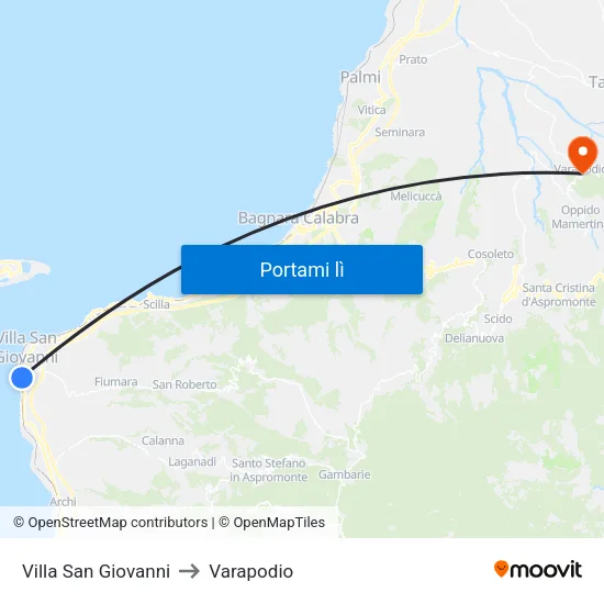 Villa San Giovanni to Varapodio map