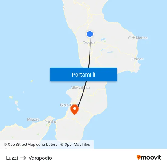 Luzzi to Varapodio map