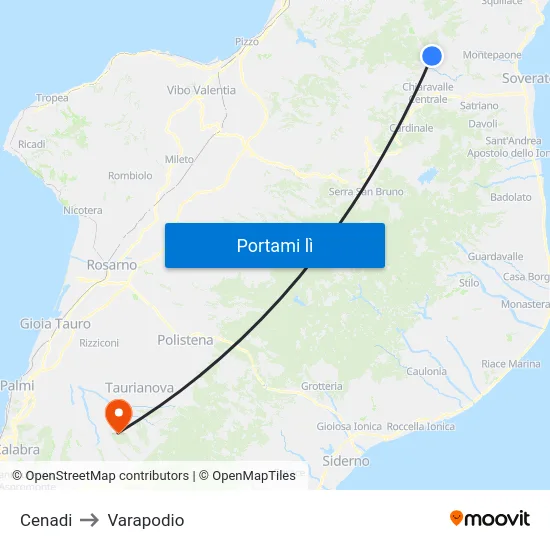 Cenadi to Varapodio map