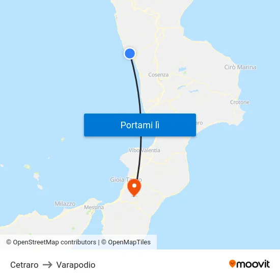 Cetraro to Varapodio map