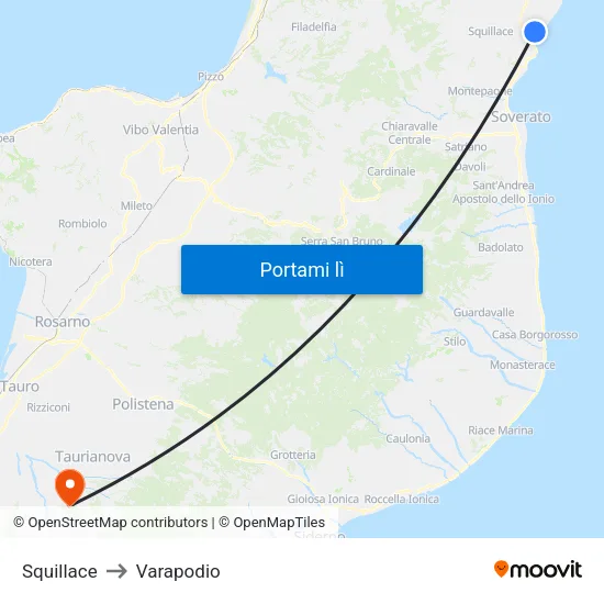 Squillace to Varapodio map