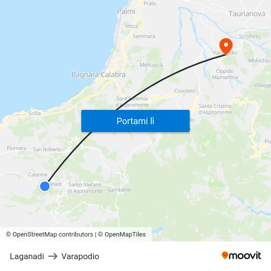 Laganadi to Varapodio map