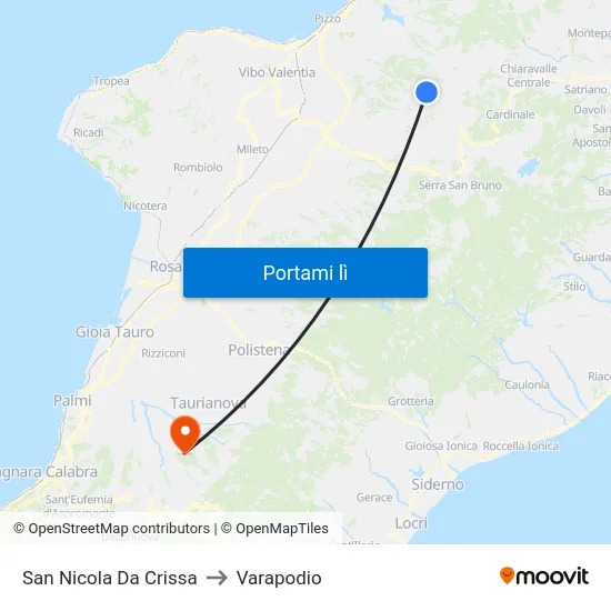 San Nicola Da Crissa to Varapodio map