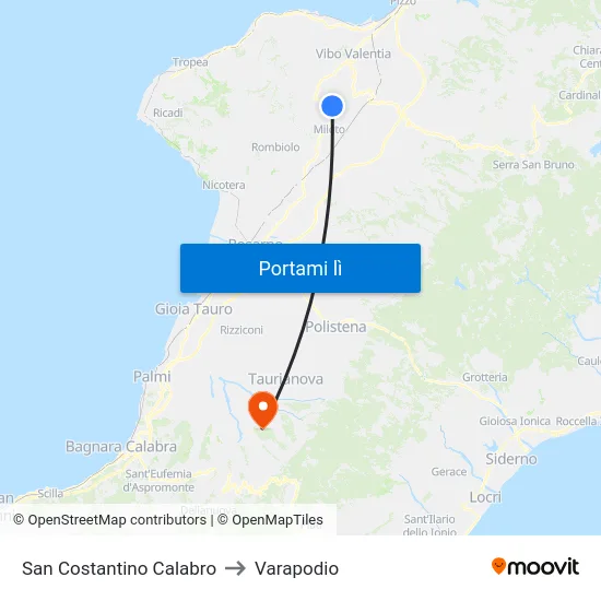 San Costantino Calabro to Varapodio map