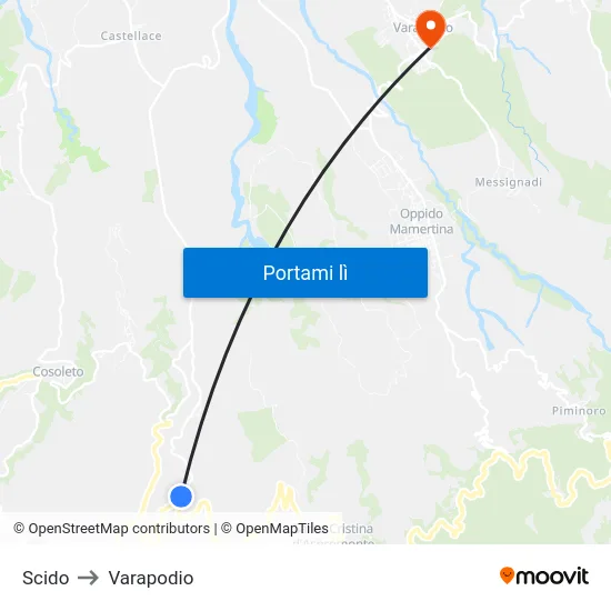 Scido to Varapodio map