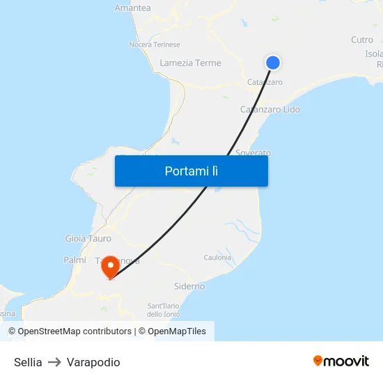 Sellia to Varapodio map