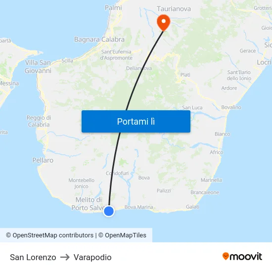 San Lorenzo to Varapodio map