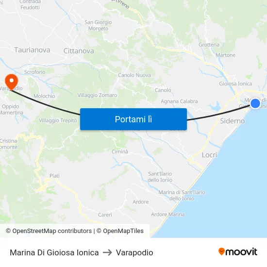 Marina Di Gioiosa Ionica to Varapodio map