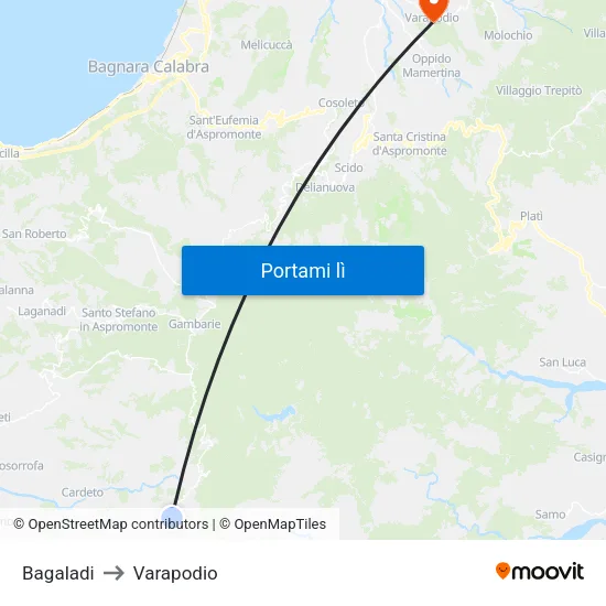 Bagaladi to Varapodio map