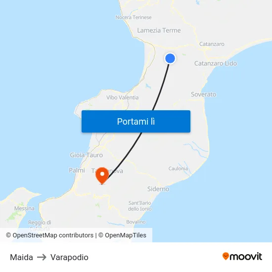 Maida to Varapodio map
