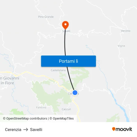 Cerenzia to Savelli map