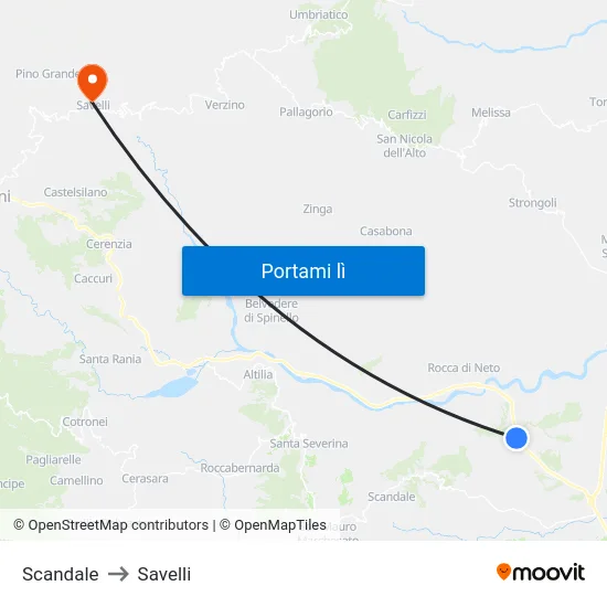 Scandale to Savelli map