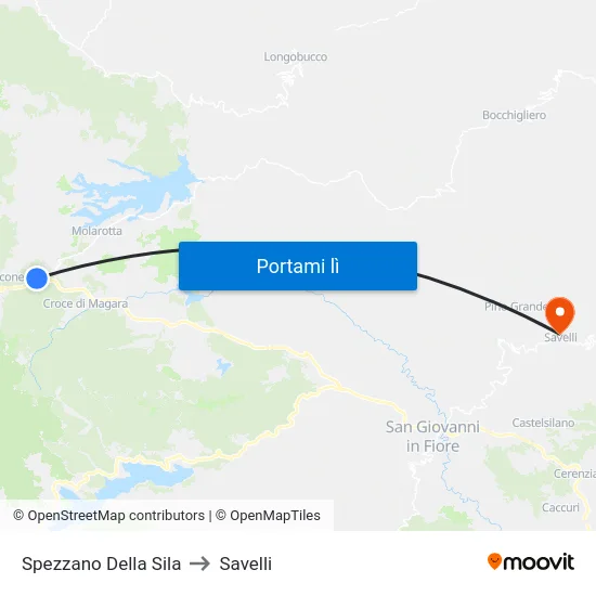 Spezzano Della Sila to Savelli map