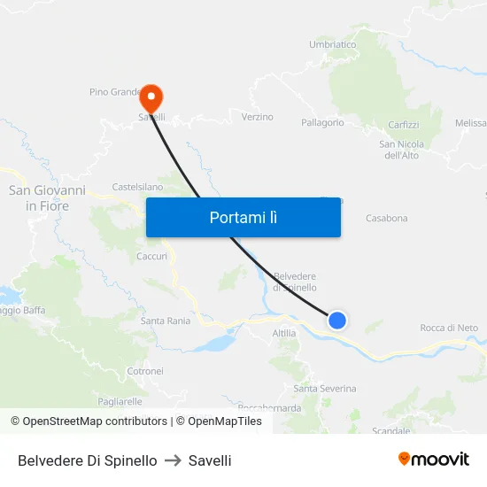 Belvedere Di Spinello to Savelli map