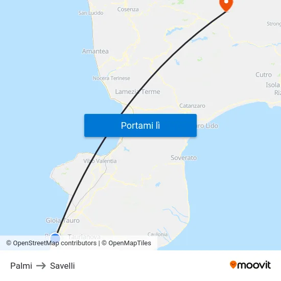 Palmi to Savelli map
