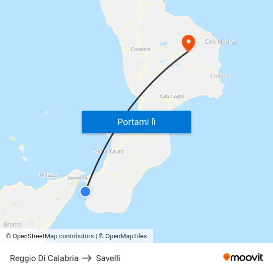 Reggio Di Calabria to Savelli map