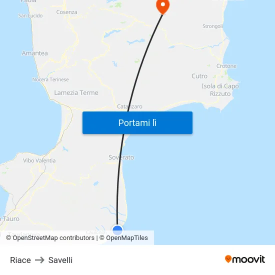 Riace to Savelli map