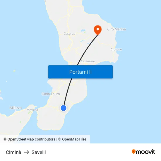 Ciminà to Savelli map