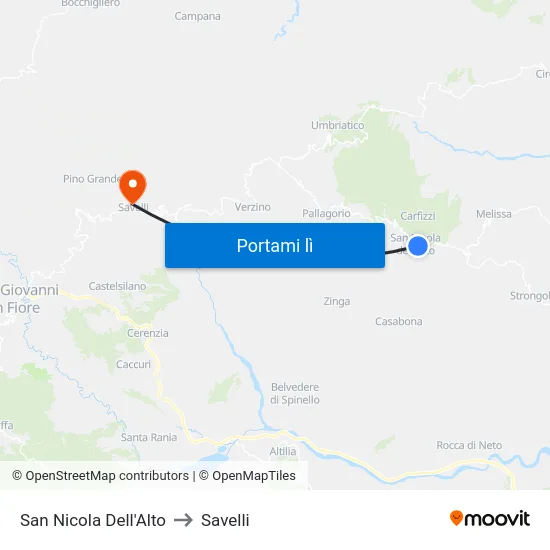 San Nicola Dell'Alto to Savelli map