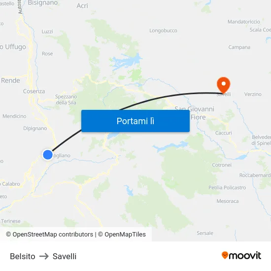 Belsito to Savelli map