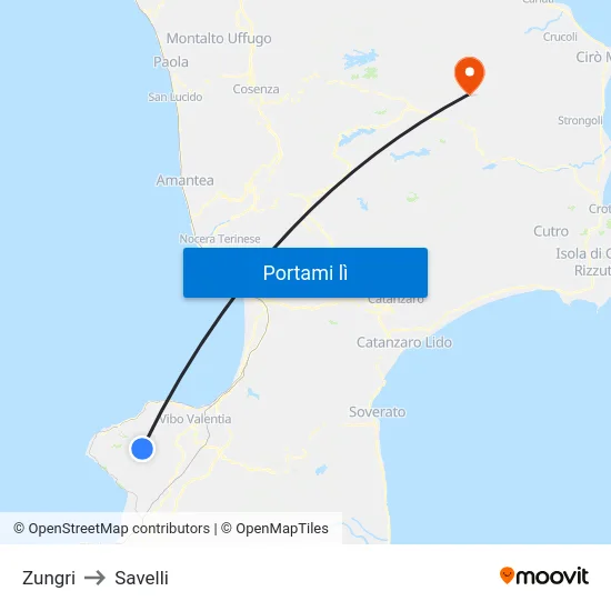 Zungri to Savelli map
